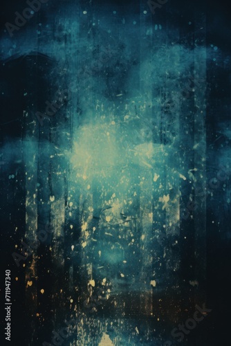 Old Film Overlay with light leaks, grain texture, vintage turquoise and indigo background