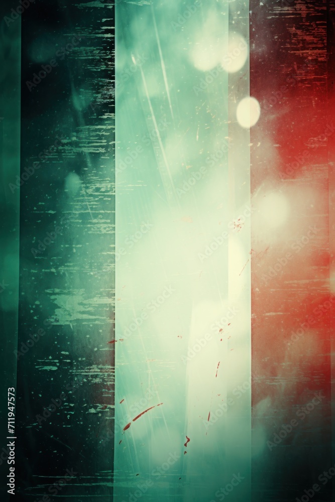 Old Film Overlay with light leaks, grain texture, vintage maroon and mint green background 