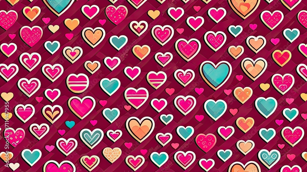 Fototapeta premium background with hearts, valentine seamless pattern, Valentine icon set, big love icon, icon set valentine, valentine day concept or background valentine, valentine pattrent
