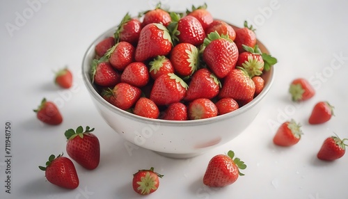 Fresh strawberries in a bowl on a white background created with generative ai