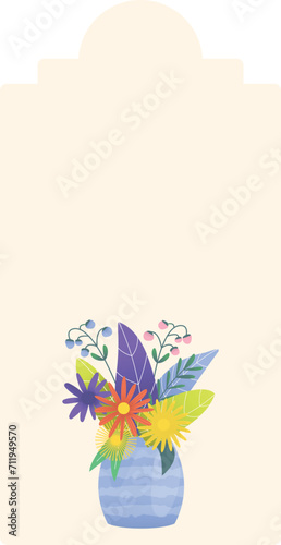 Wedding floral tag vector illustration. Template vintage greeting design with...