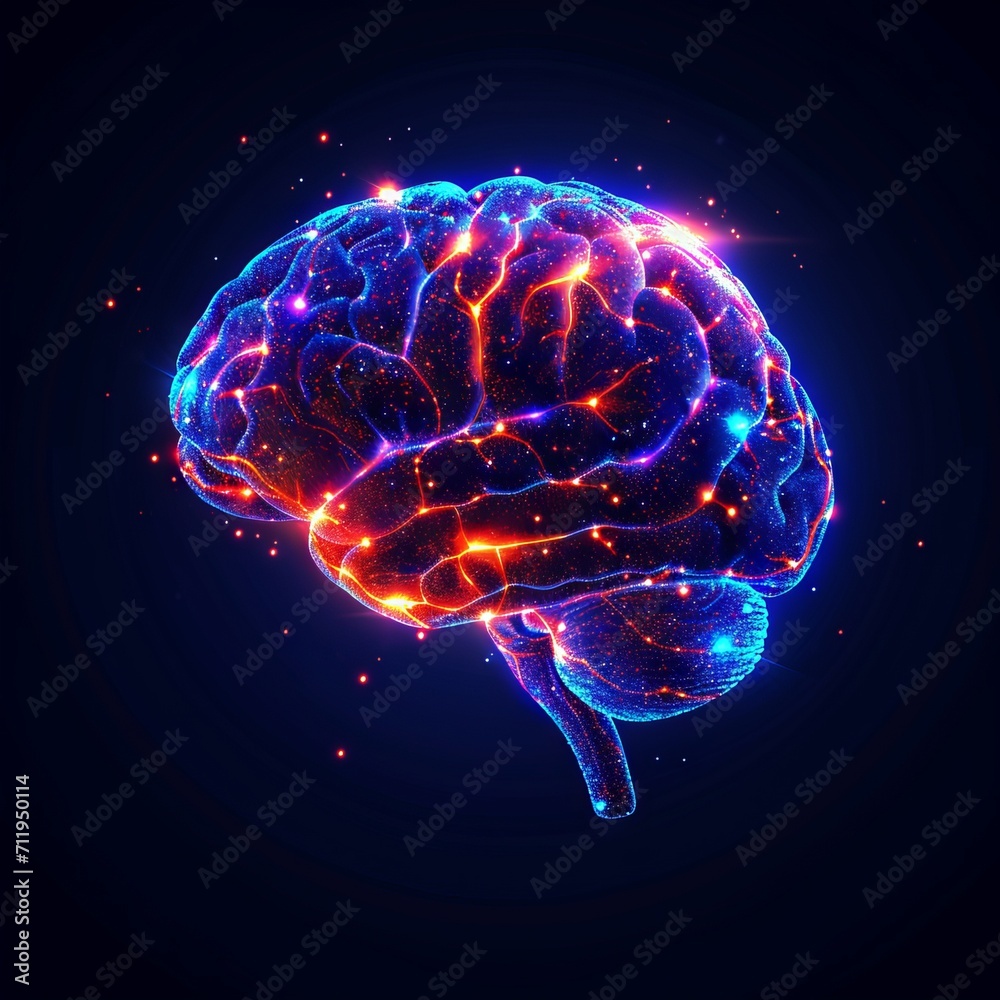 A human brain with rainbow colors and glitter, representing uniqueness, creativity and Autism. A human brain with rainbow colors and glitter, representing uniqueness, creativity and Autism.