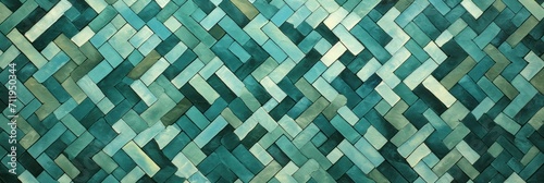 Olive and turquoise zigzag geometric shapes