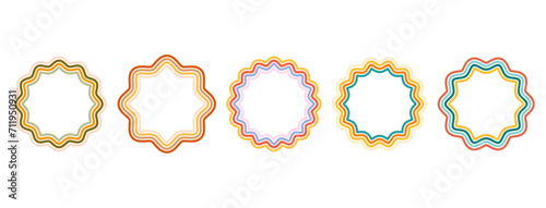 Circle wavy line retro frame vintage border cute decoration vector illustration