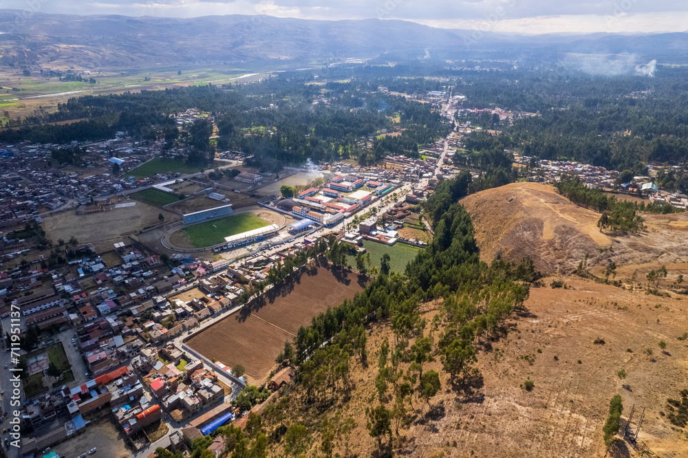 Aerial view of the town of Concepción in Junin.