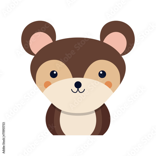 Cute squirrel animal sticker. Cute animal face cartoon vector illustration