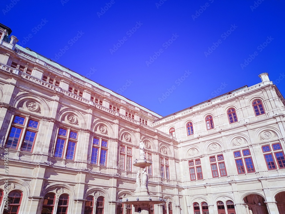 Austria Vienna city buildings infrastructures along Rhine river and Danube river

