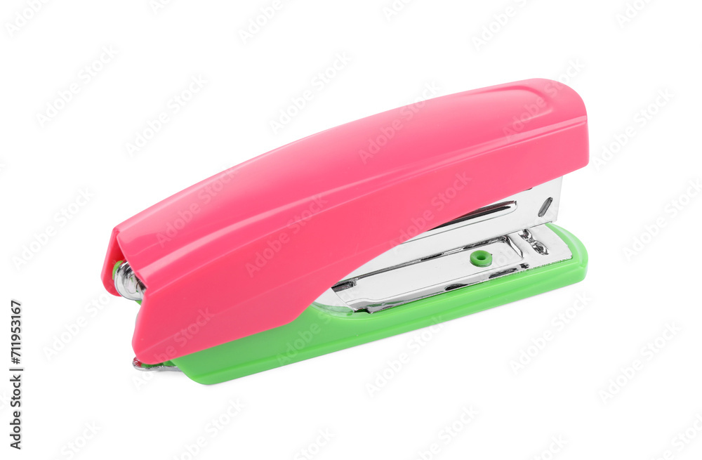 One new bright stapler isolated on white One new bright stapler isolated on white
