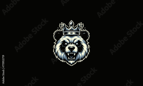 head panda angry wearing crown vector mascot design