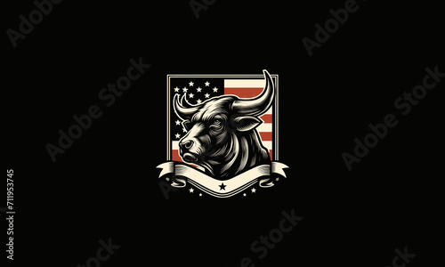 head cow with text american vector artwork design