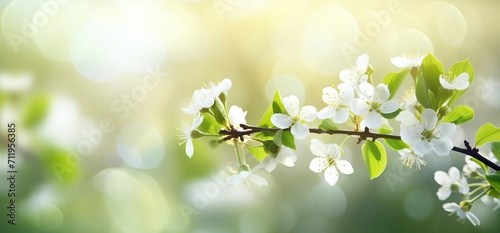 sunny spring background  hd wallpaper  in the style of soft focus lens  dark white and green  symbolic nabis  flower power  serene landscapism  award-winning - generative ai
