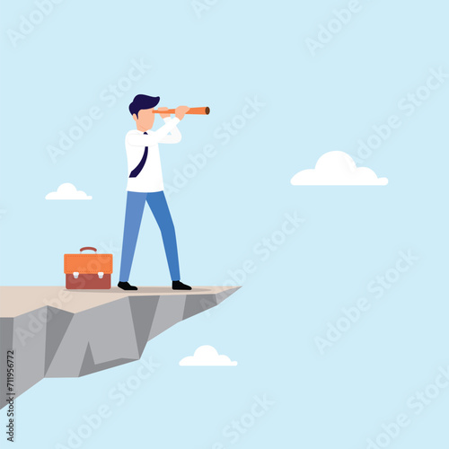Businessman looking for investment opportunities. Business and finance illustration concept