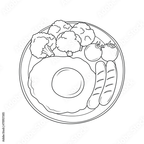 simple breakfast out line art
