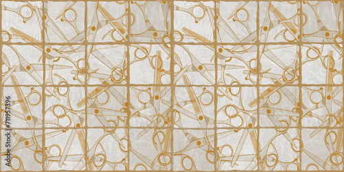 Wallpaper Mural Seamless  Hairdresser Tool for Make Haircut vintage scissors barber tools pattern and blackground. Torontodigital.ca