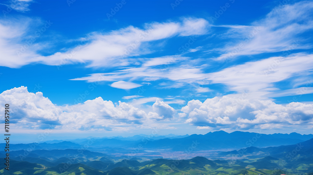 Celestial Symphony: Vivid Color Clouds Dance Across the Azure Canvas