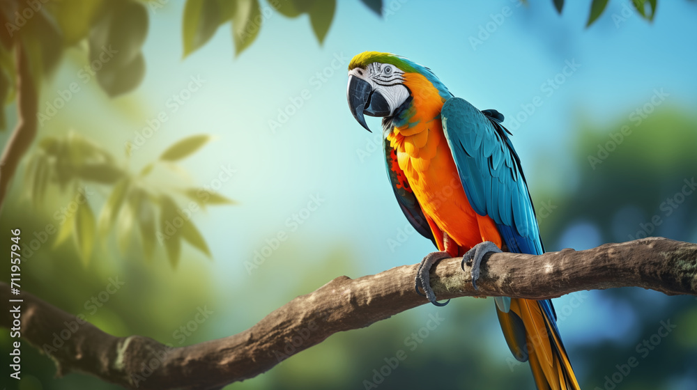 Obraz premium Nature's Palette: Full-Body Display of Macaw Parrot in the Wild