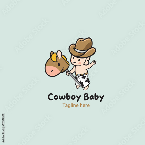 Baby cowboy logo, baby shop logo