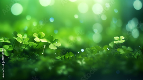 Forest filled with shamrocks background for St. Patrick's Day