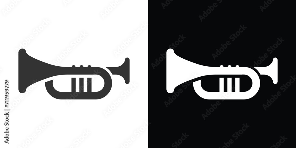 trumpet icon on black - obrazy, fototapety, plakaty 