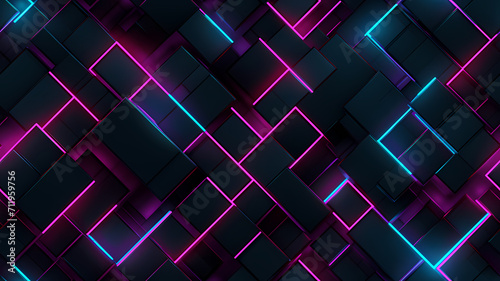 2D neon geometric grid futuristic background photo
