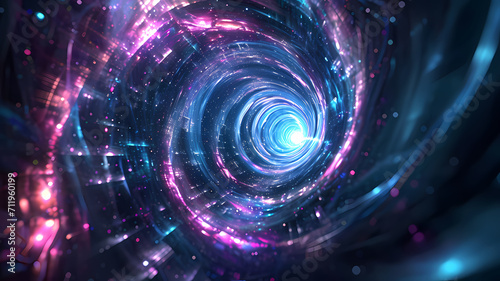 abstract futuristic digital art background. hyperspace concept. swirling vortex design.