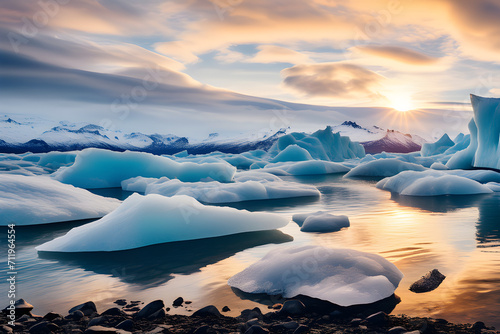 The Mysterious Blue World of Natural Beauty: Iceland's Glaciers and Seas generative ai