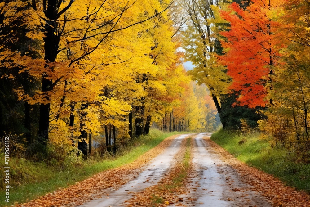 Empty country road in autumn