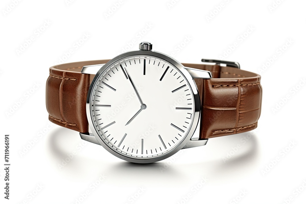 Classic men's wristwatch with white background Classic men's wristwatch with white background