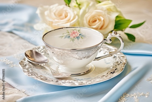 Classic tea cup with flowers