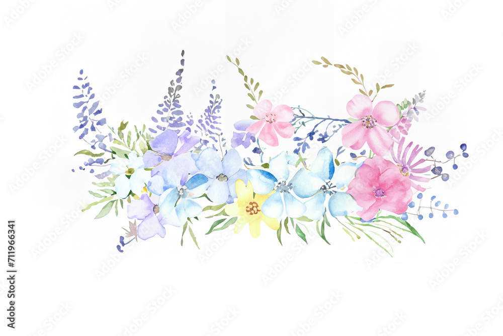 Watercolor flower pattern background. Ilustration of delicate floral abstract art design