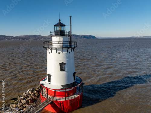 Tarrytown Light, AKA Kingsland Point Light and Sleepy Hollow Light, Village of Sleepy Hollow, NY, Winter photo of the historic Lighthouse located on the Hudson River.   01-17-2024 photo