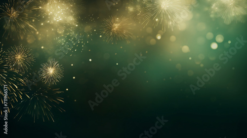 光と線香花火のボケのグリーン色の背景画 photo