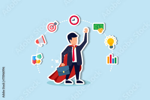 Competence skills or ability for work responsibility, professional, work experience, capability or qualification for job or career development concept, success businessman with competency skills set.