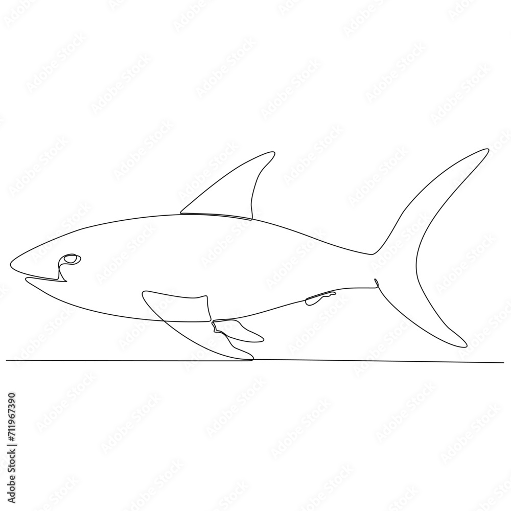 Obraz premium continuous line art fish vector illustration