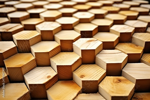 Texture exagonal pieces of wood photo
