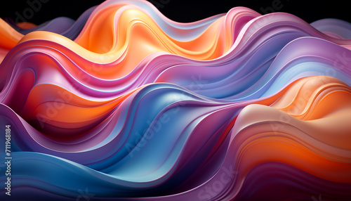 Abstract backdrop with smooth, flowing wave pattern in vibrant colors generated by AI