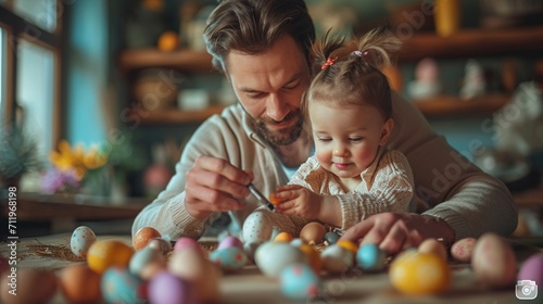 A family crafting Easter decorations together  the HD camera capturing the bonding moments and creative energy during the festive preparation