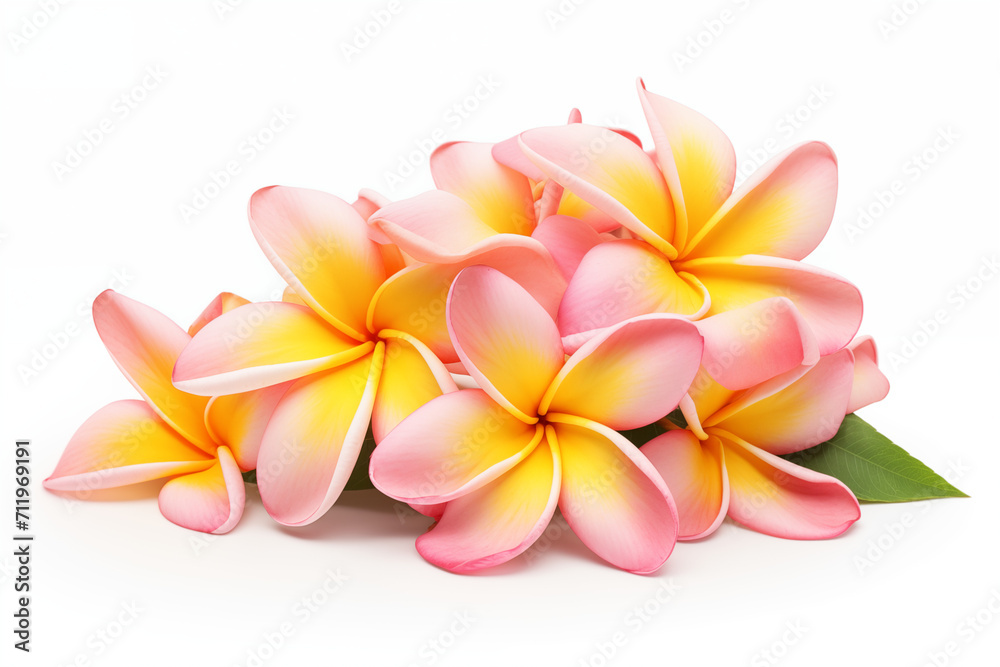 plumeria frangipani flower on white plumeria frangipani flower on white
