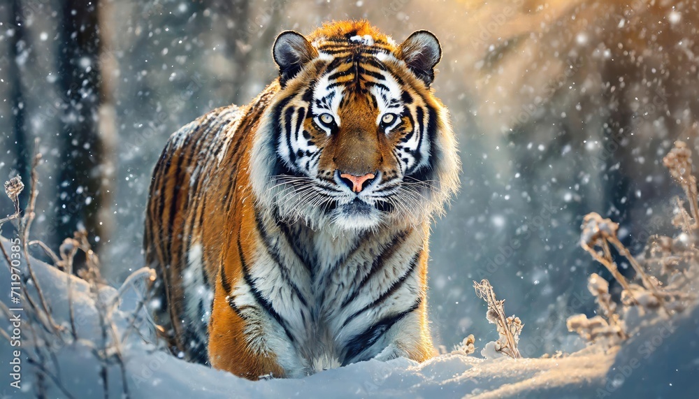 Obraz premium The Siberian tiger in snow.