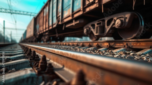 Close Up of Train on Train Track photo