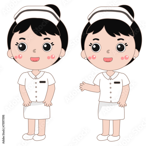 cartoon nurse illustration standing sideways talking