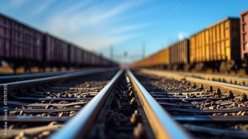 Blurry Photo of Train Tracks With Sky in Background