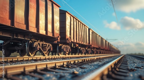 Close Up of Train on Train Track photo