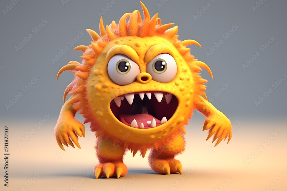 Fototapeta premium 3d rendering cute monsters Kaiju cartoons