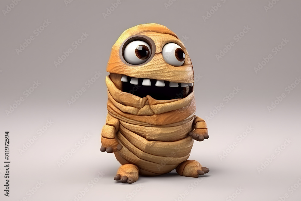 3d rendering cute monster Mummy cartoon 3d rendering cute monster Mummy cartoon
