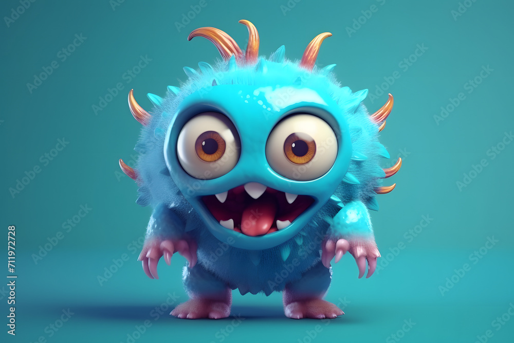 Fototapeta premium 3d rendering cute monster Siren cartoon