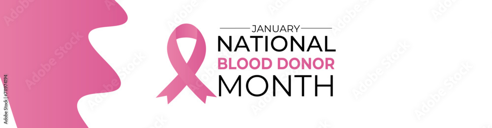 National blood donor month concept poster design. Blood Donor month observed each year during January. suit for banner, cover, card, website, flyer, brochure, social media post, vector illustration