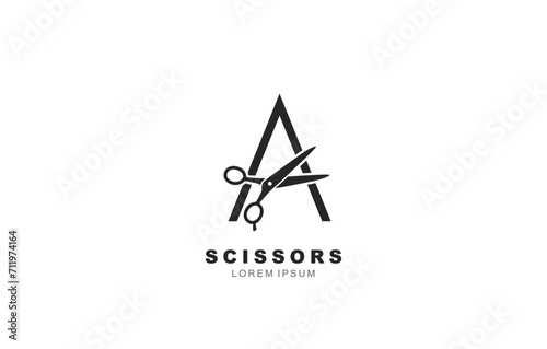 A Letter Scissors logo template for symbol of business identity