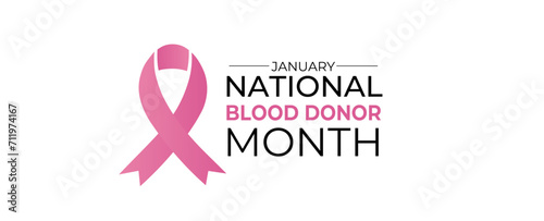 National blood donor month concept poster design. Blood Donor month observed each year during January. suit for banner, cover, card, website, flyer, brochure, social media post, vector illustration