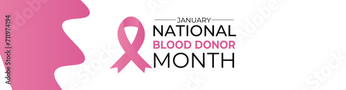 National blood donor month concept poster design. Blood Donor month observed each year during January. suit for banner, cover, card, website, flyer, brochure, social media post, vector illustration